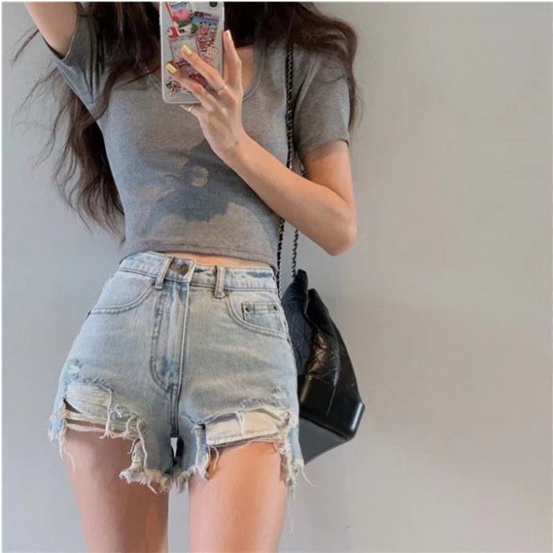 Dam Jeans Shorts Tunn Sektion High Waist Trendiga