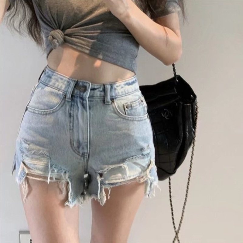 Dam Jeans Shorts Tunn Sektion High Waist Trendiga