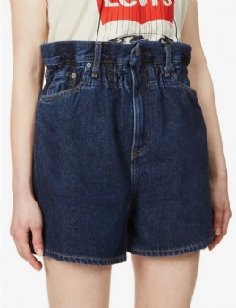 Dam Jeansshorts Hög Midja Lös Resår I Midjan