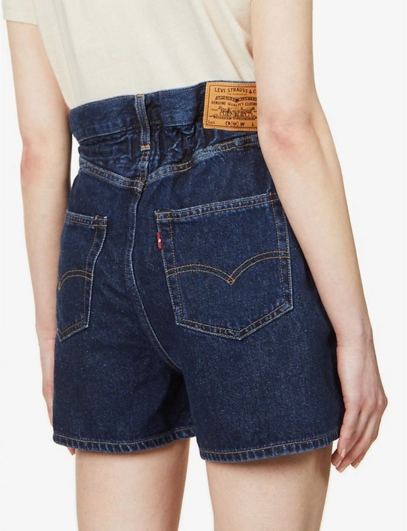 Dam Jeansshorts Hög Midja Lös Resår I Midjan