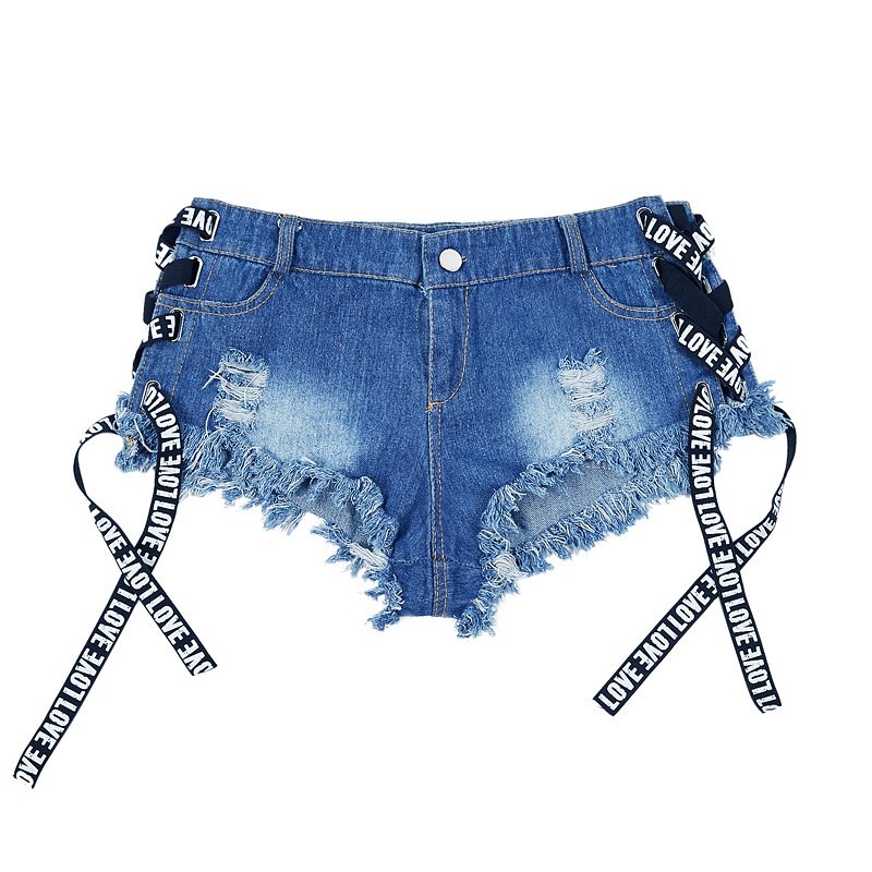 Dam Jeansshorts Hög Midja Sliten Sexig Sommar