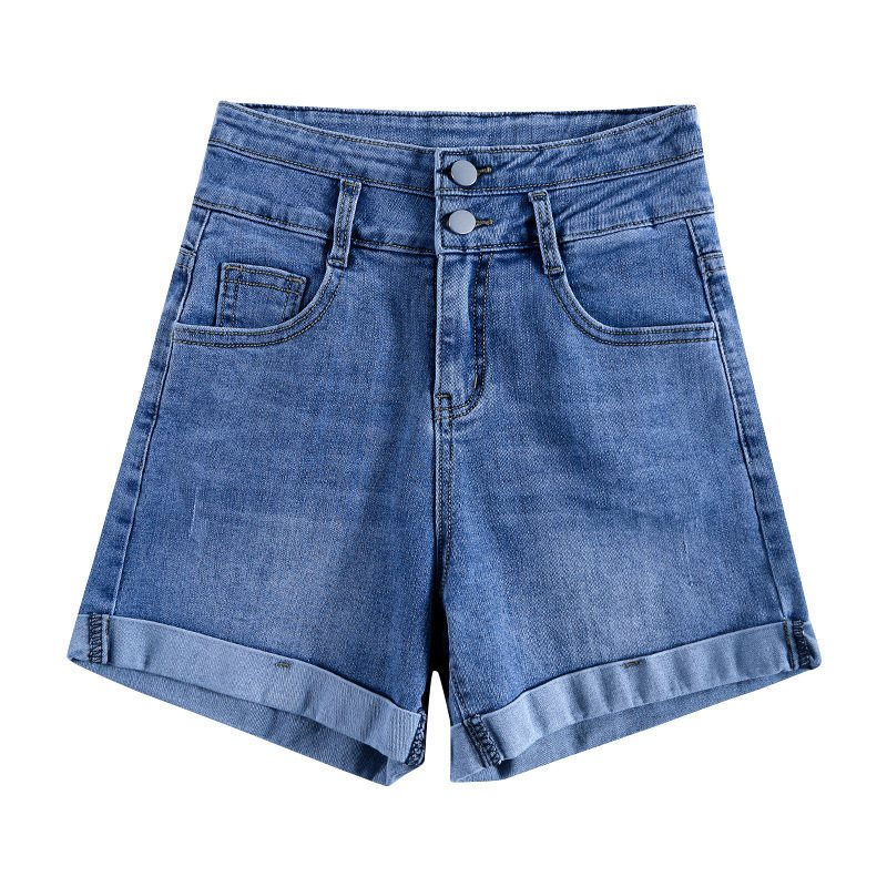 Dam Jeansshorts Hög Midja Tunn Rak Hög