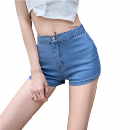 Dam Jeansshorts Mode Hög Midja Sexig Slim Fit