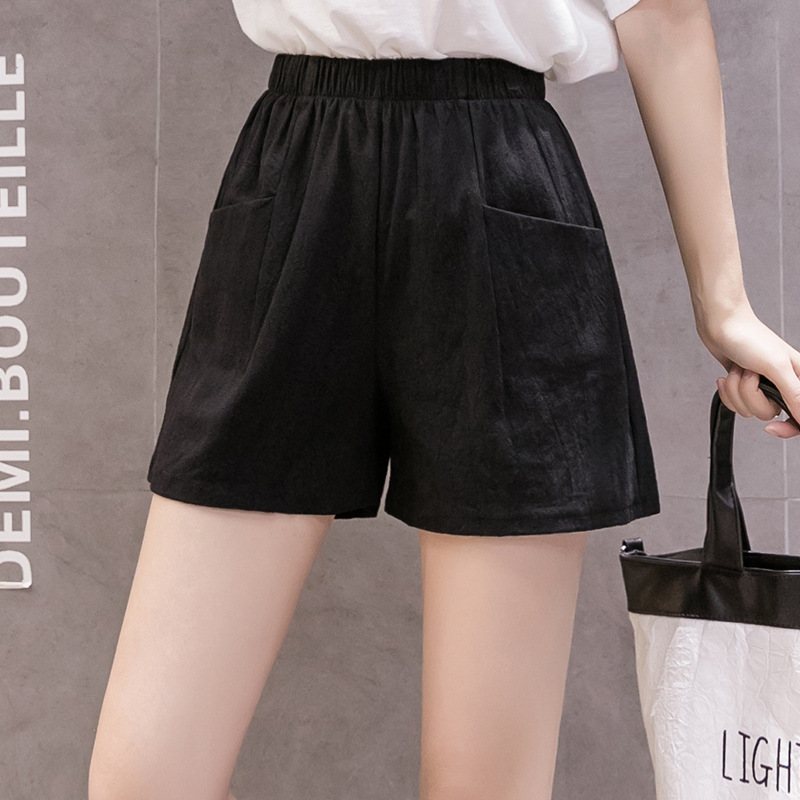 Dambomullshorts Höga Lösa Hot Pants Casual Tunn Sektion