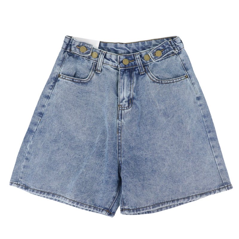 Damer Avslappnade Jeansshorts Hög Midja Bred Ben Raka