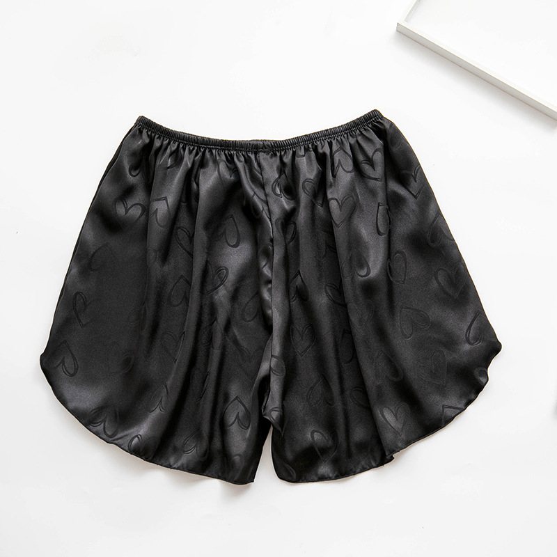 Dammode Jacquard Satin Shorts Lösa Tunna Hembyxor