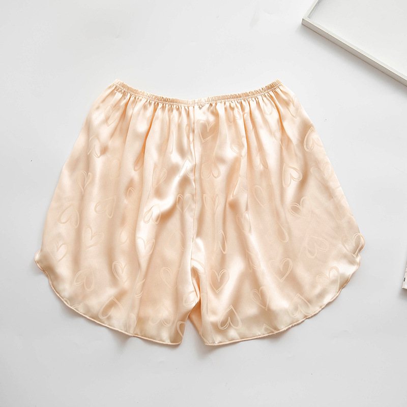 Dammode Jacquard Satin Shorts Lösa Tunna Hembyxor