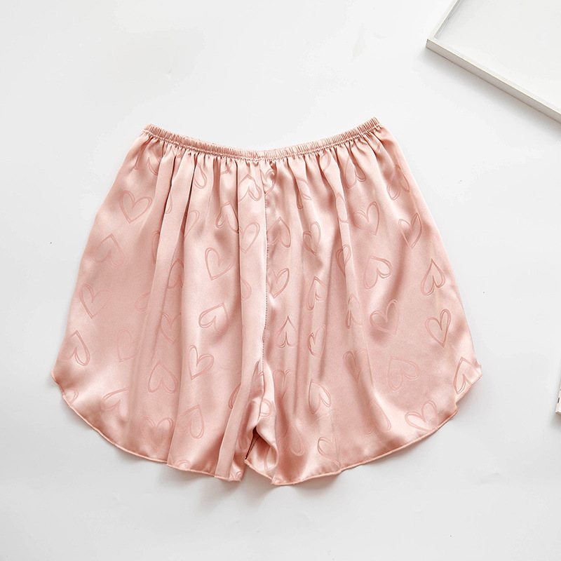 Dammode Jacquard Satin Shorts Lösa Tunna Hembyxor