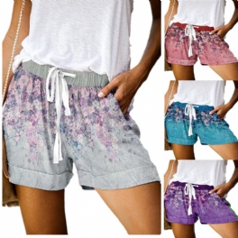 Damshorts Sommartryck Snörning Casual Wide Leg