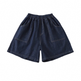 Damshorts Toppsömmar Överdimensionerade Fickor Lösa Casual Denim