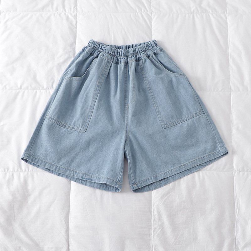 Damshorts Toppsömmar Överdimensionerade Fickor Lösa Casual Denim