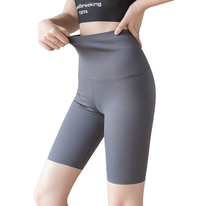 Fempunktshorts Dam Hög Midja Elastisk Yoga Fitness