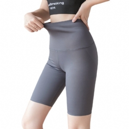 Fempunktshorts Dam Hög Midja Elastisk Yoga Fitness