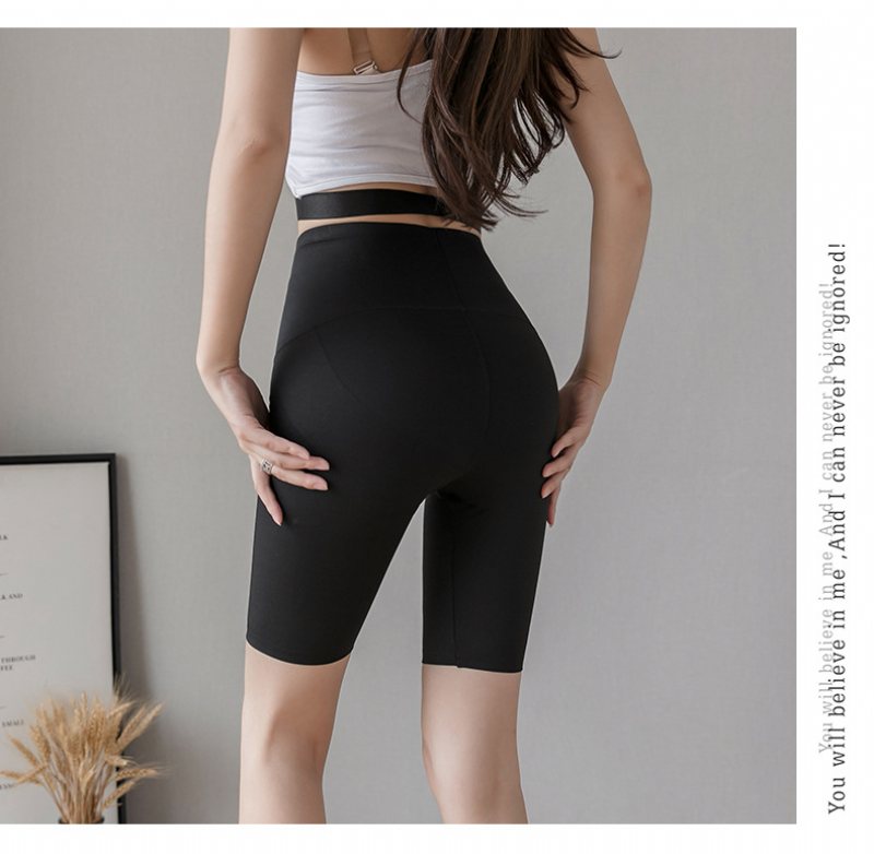 Fempunktshorts Dam Hög Midja Elastisk Yoga Fitness