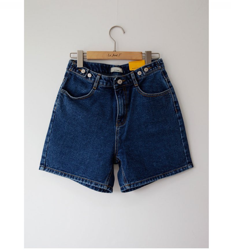 Hög Midja Multi Button Blå Jeans Shorts Dam Hot Pants