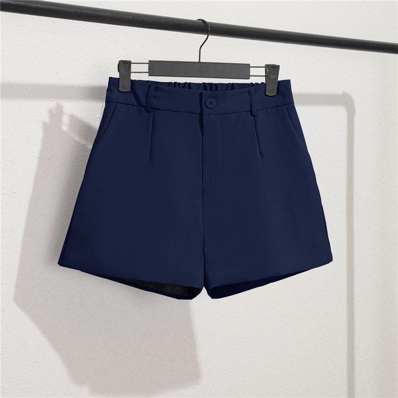 Khaki Shorts Dam Svart Tunn Sektion Lös Hög Midja A Word Casual Byxor Med Vida Ben