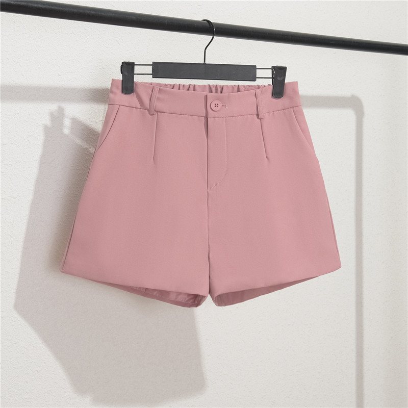 Khaki Shorts Dam Svart Tunn Sektion Lös Hög Midja A Word Casual Byxor Med Vida Ben