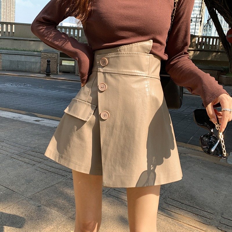 Khaki Wide Leg Dam Hög Midja Mode Lös