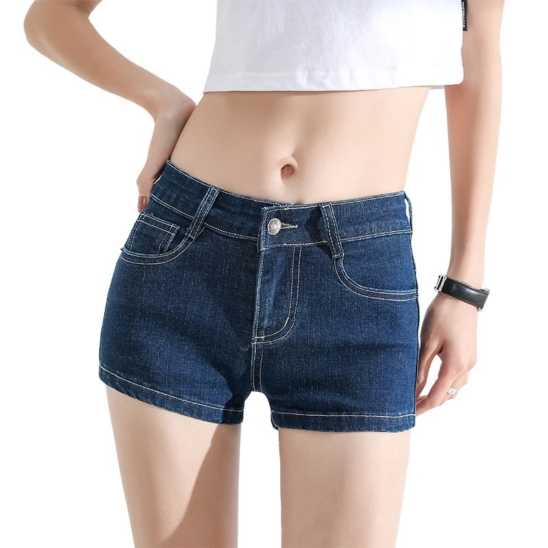 Kvinnors Låga Jeans Stretch Light Shorts Slim Fit Hot Pants