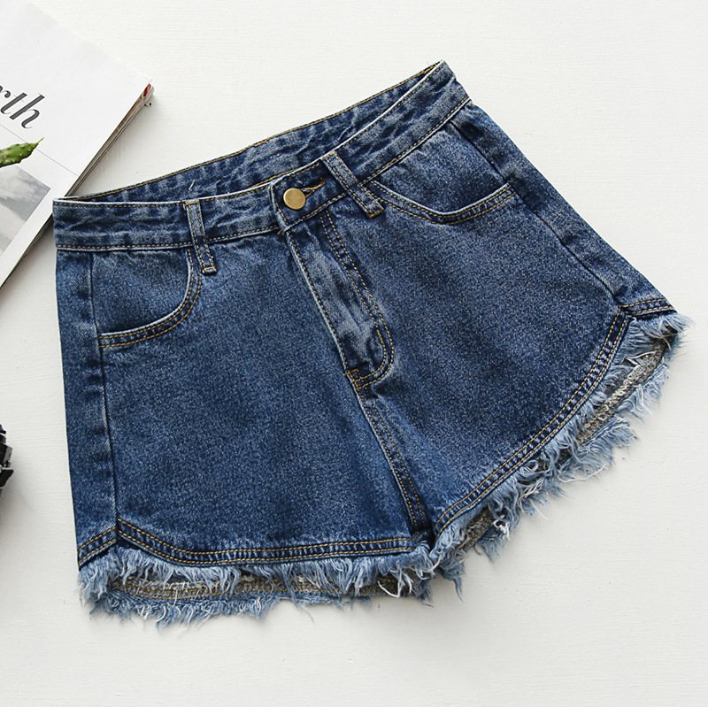 Slim Fit Candy Color Denim Shorts Dam Raw Edges Tofs Hot Pants