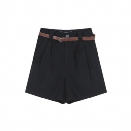 Svarta Casual High Waist Shorts Dam Nya Lösa Breda Ben