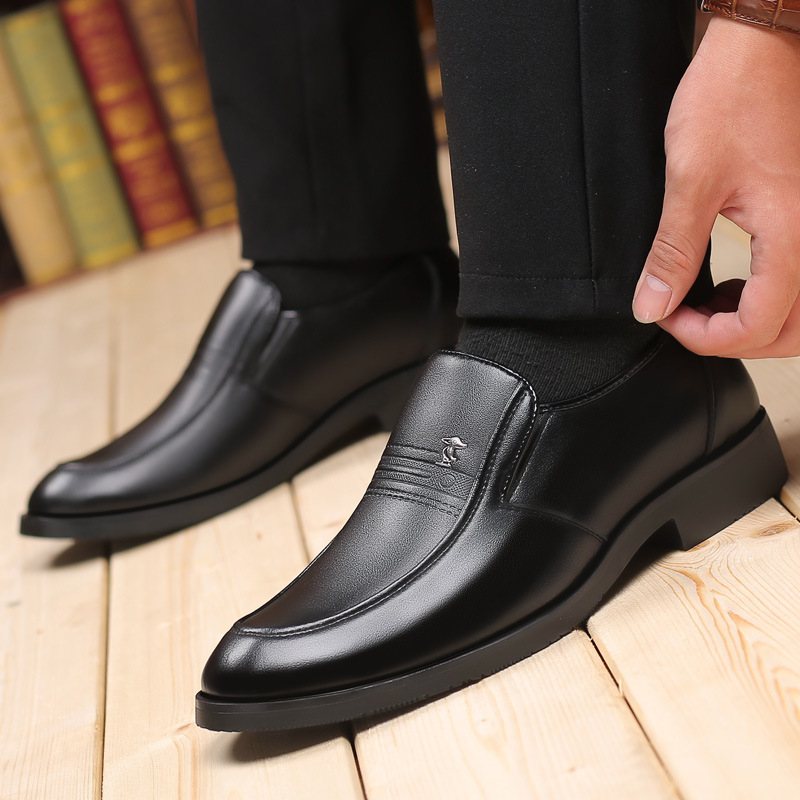 2019 Äkta Läder För Män Business Slip-on Dress Skor Pappa Herr