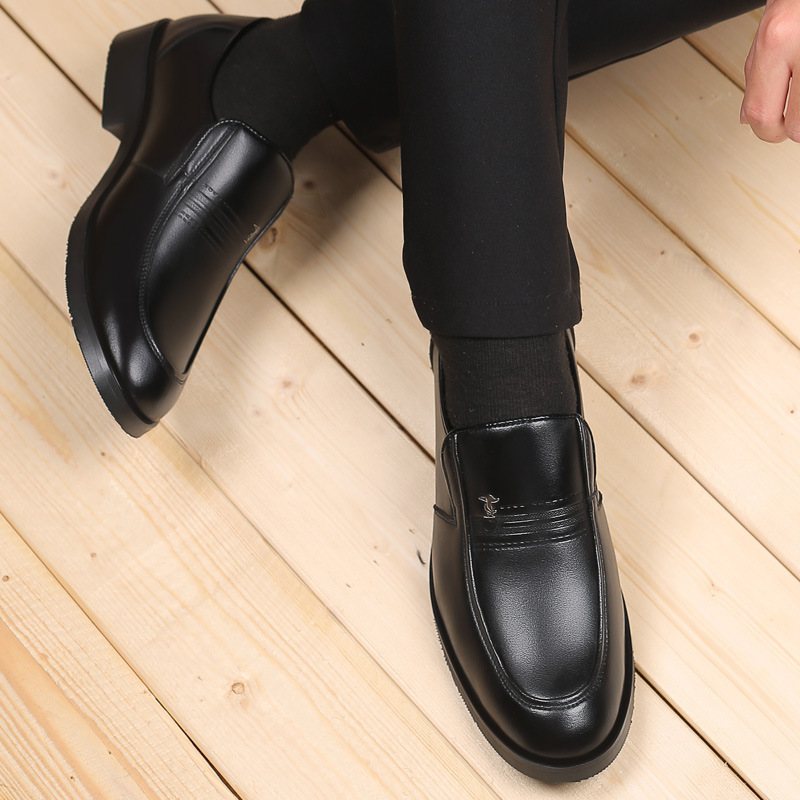 2019 Äkta Läder För Män Business Slip-on Dress Skor Pappa Herr