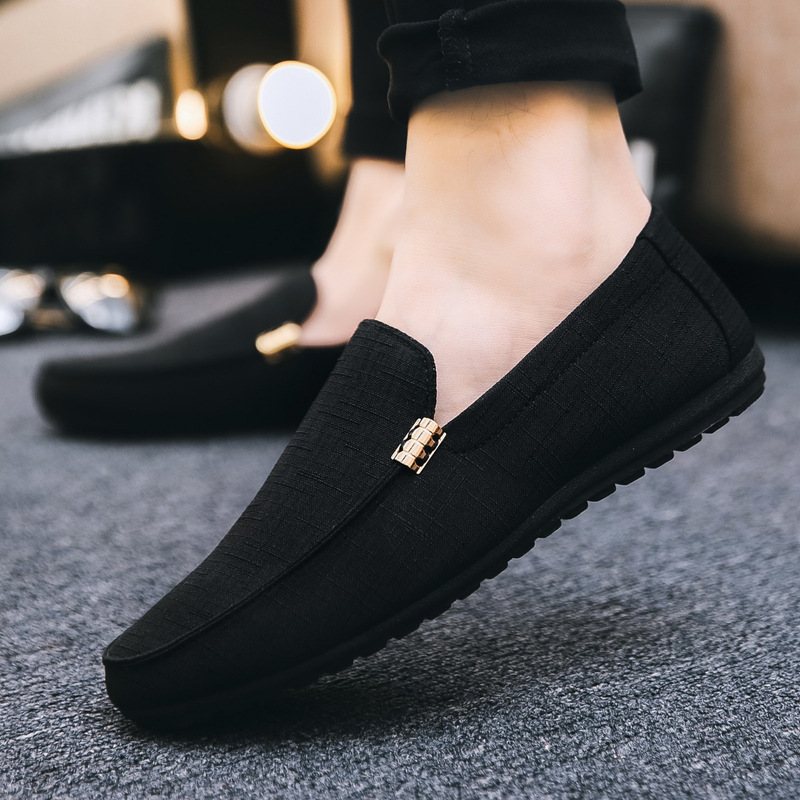 2024 Sommar Tyg Skor Doudou Herr Fritidsskor Trend Slip-on Canvas Herrskor