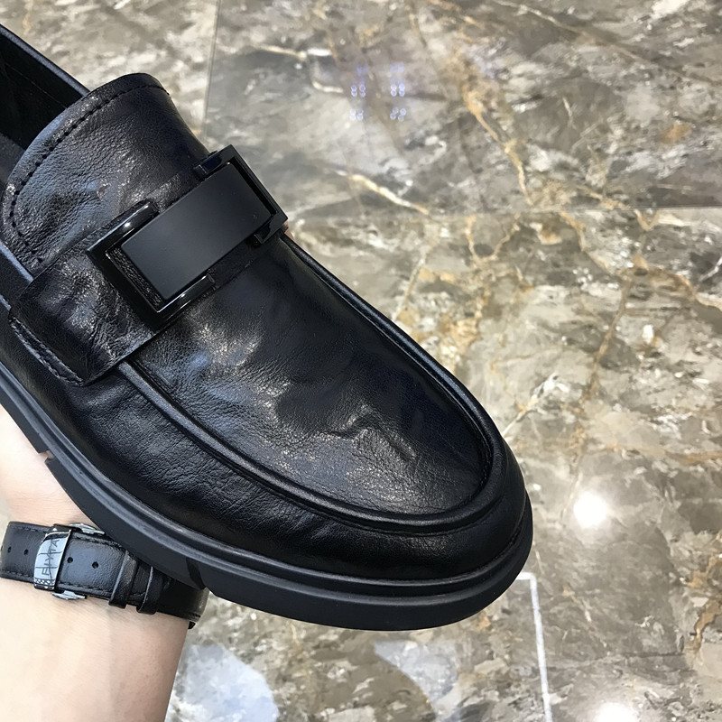 Äkta Doudou Skor Herr 2024 Nya Slip-on Loafers Svarta Läder För Fritidskläder