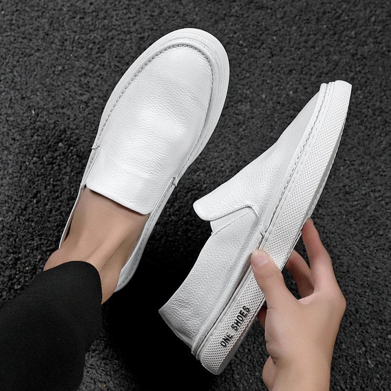 Äkta Läder Herr 2024 Nya Höst Och Vinter Slip-on Avslappnade Sneakers Loafers Trend