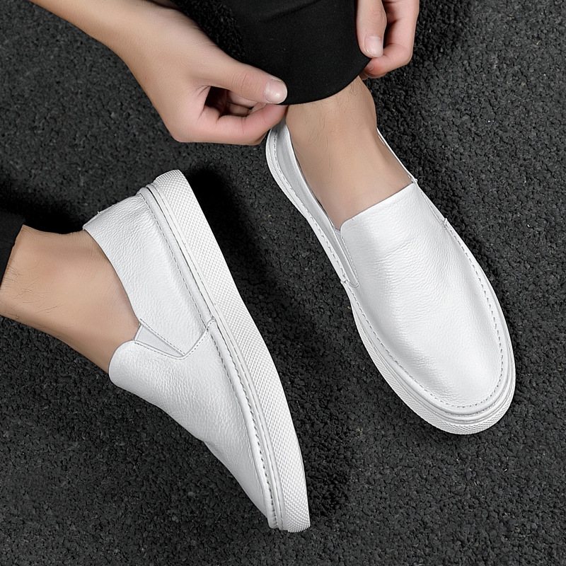 Äkta Läder Herr 2024 Nya Höst Och Vinter Slip-on Avslappnade Sneakers Loafers Trend