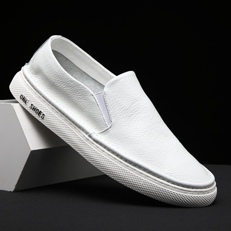 Äkta Läder Herr 2024 Nya Höst Och Vinter Slip-on Avslappnade Sneakers Loafers Trend