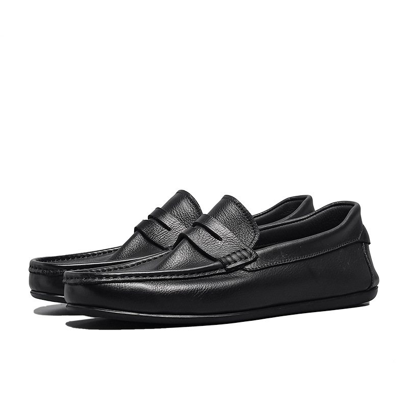 Enkellagers Läder Äkta Sömmar För Män Ärter Skor Slip-on Loafers Mjuksulor Casual Körskor