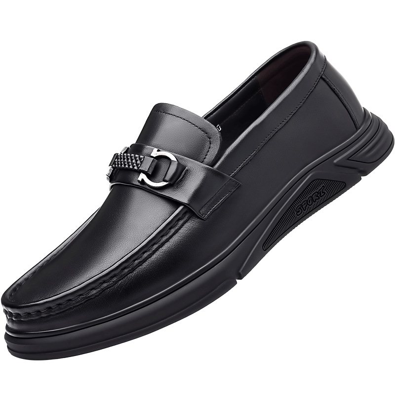 Formell Skor Herrskor I Äkta Läder 2024 Våren Nya Business Casual Doudou Stor Storlek Mjuk Botten Slip-on