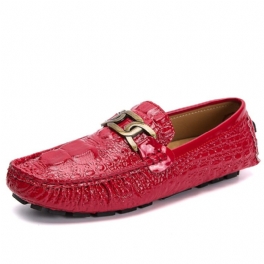 Fyra Säsonger Doudou Skor För Män 35-48 Storlek Set Fötter Stor Krokodil Mönster Slip-on Casual Metall Arbetsklänning