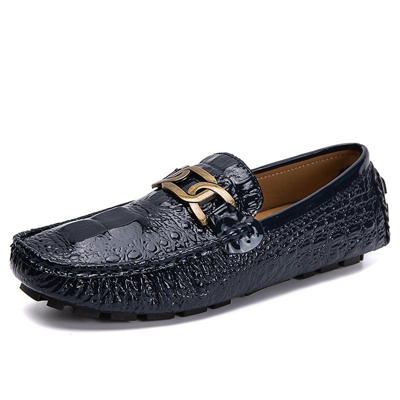 Fyra Säsonger Doudou Skor För Män 35-48 Storlek Set Fötter Stor Krokodil Mönster Slip-on Casual Metall Arbetsklänning