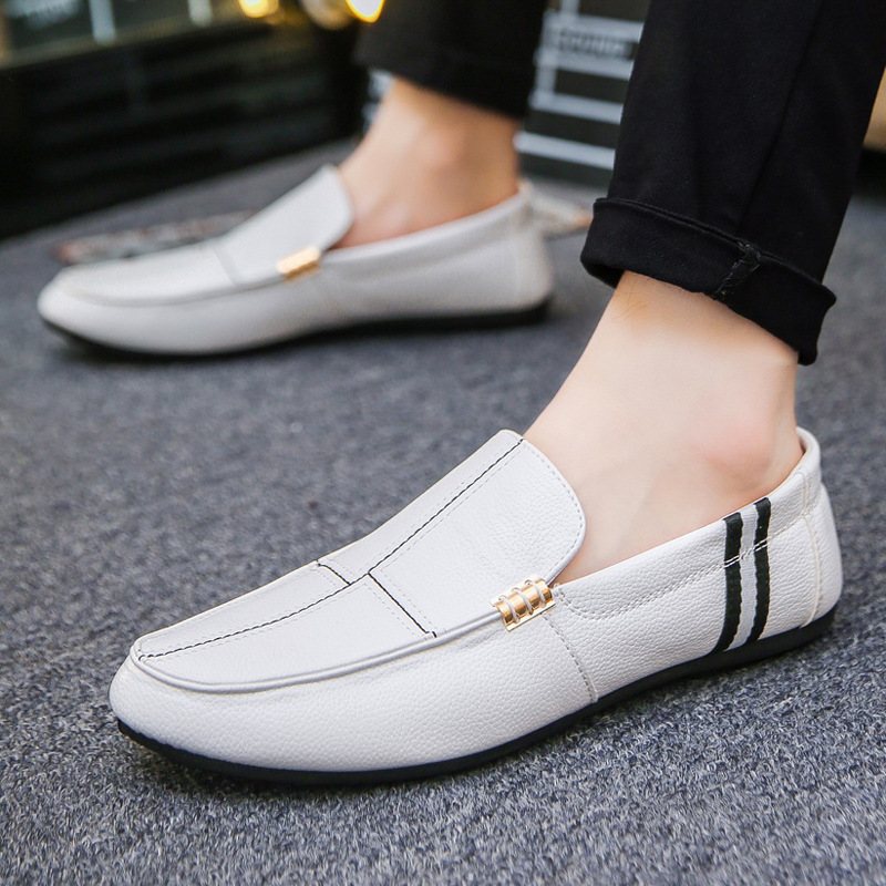 Herrskor 2024 Nya Ärter Skor Herr Slip-on Spring Loafers Vita Fritidsskor