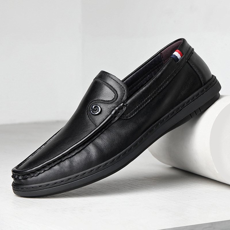 Kohud Nya Vita Ärtor Skor Herr Slip-on Vardagsskor Läder Mjuk Yta Herrskor Loafers