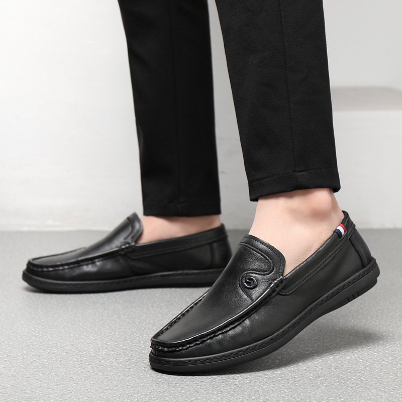 Kohud Nya Vita Ärtor Skor Herr Slip-on Vardagsskor Läder Mjuk Yta Herrskor Loafers