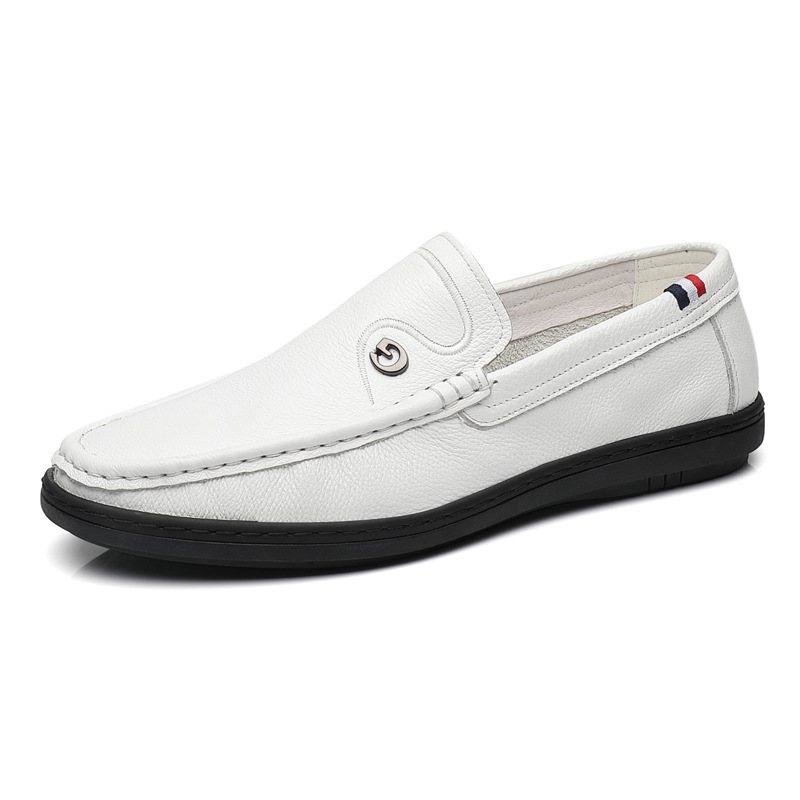 Kohud Nya Vita Ärtor Skor Herr Slip-on Vardagsskor Läder Mjuk Yta Herrskor Loafers