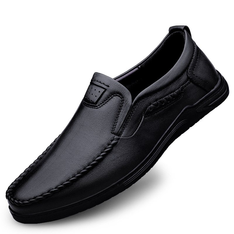 Loafers Formella Skor Herr Retro Höststil Äkta Läder Mjukt Lädersula Fläkt Business Casual Handgjorda Herrskor