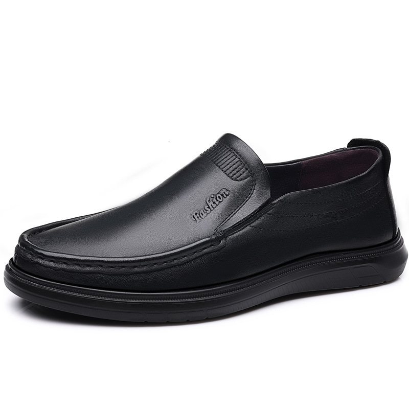 Nya Läder För Män Casual Doudou Skor Slip-on Herrskor Med Mjuk Botten Och Yta