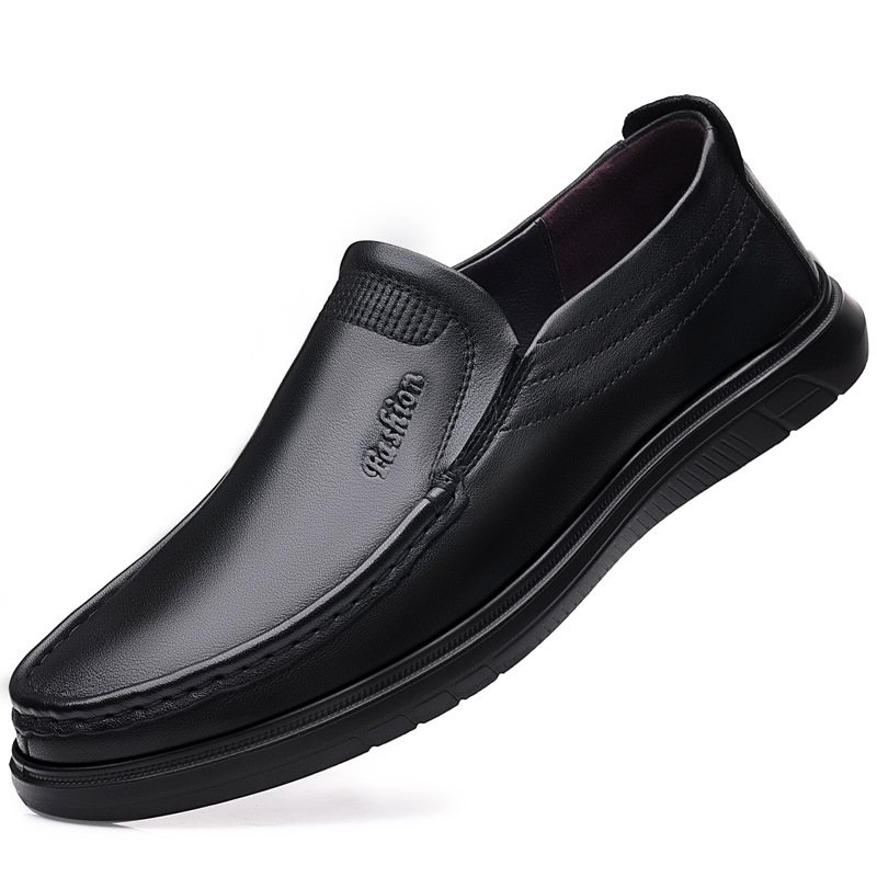 Nya Läder För Män Casual Doudou Skor Slip-on Herrskor Med Mjuk Botten Och Yta