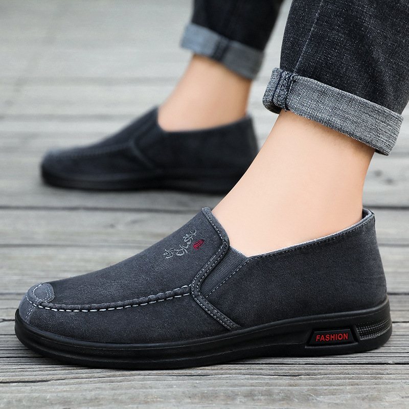 Skor Herr 2024 Nya Herrskor Andas Slip-on Canvas Mjuk Botten Fritidsskor Trendiga Ärter