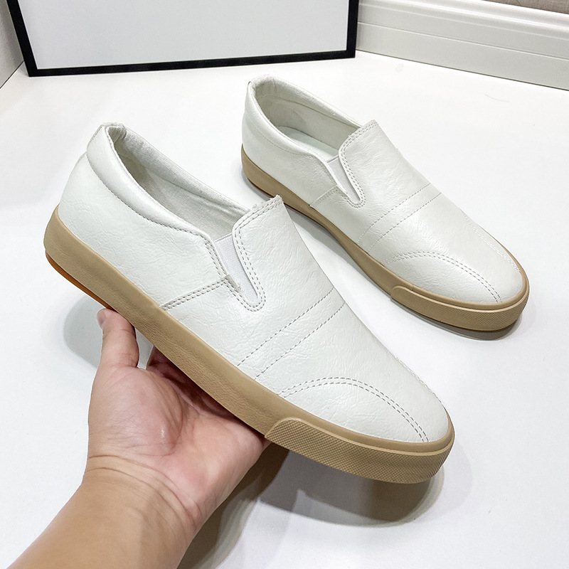 Slip On Casual Elastiska Herrskor Low Top Dress Skor Sommar Lätt Gummiskor Khaki Flats