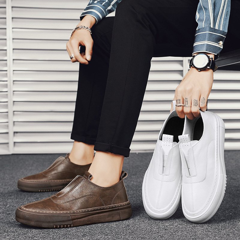 Slip-on Herrskor Våren Andas Vita Casual Dress Skor 2024 Nya Herr Ärter