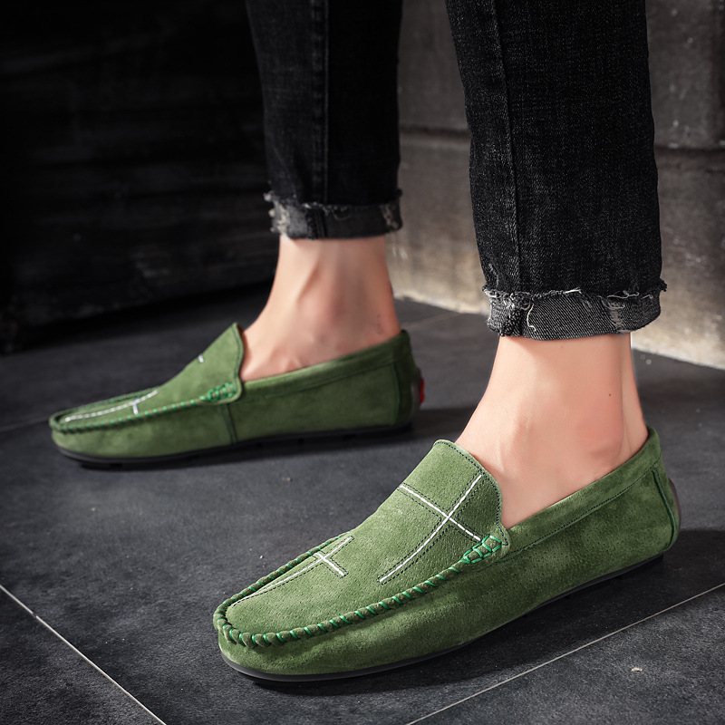 Stor Storlek Slip-on Loafers Läderärter Skor Casual Trendiga Herrskor Retro Körskor Nya