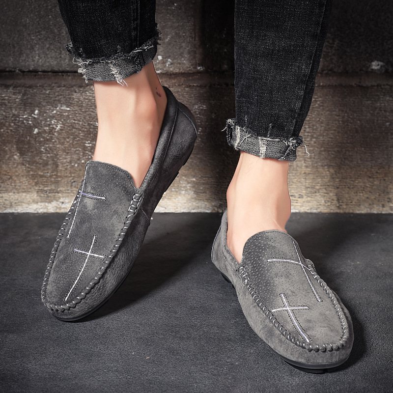 Stor Storlek Slip-on Loafers Läderärter Skor Casual Trendiga Herrskor Retro Körskor Nya