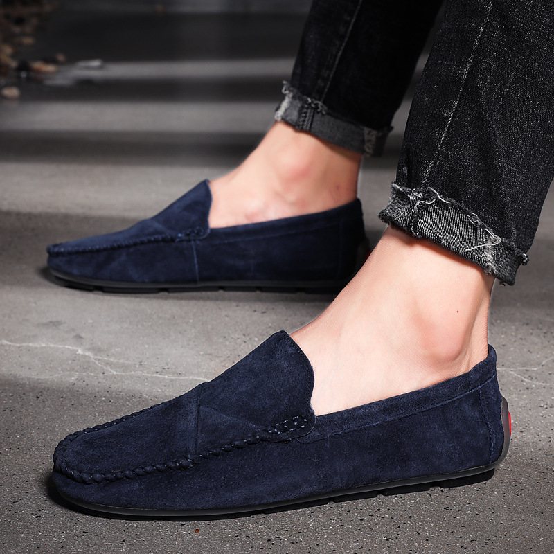 Stor Storlek Slip-on Loafers Läderärter Skor Casual Trendiga Herrskor Retro Körskor Nya