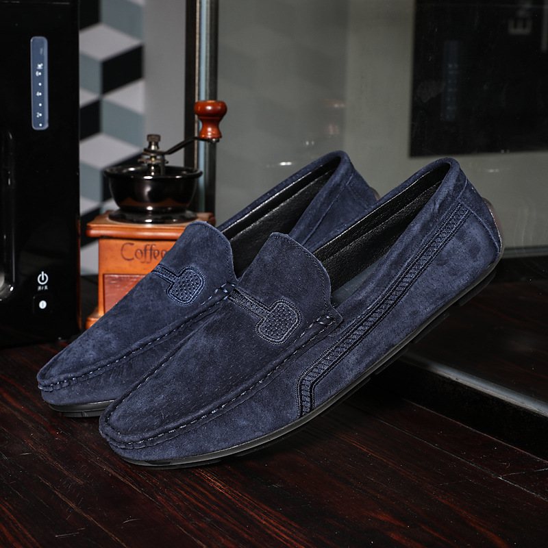 Stor Storlek Slip-on Loafers Läderärter Skor Casual Trendiga Herrskor Retro Körskor Nya